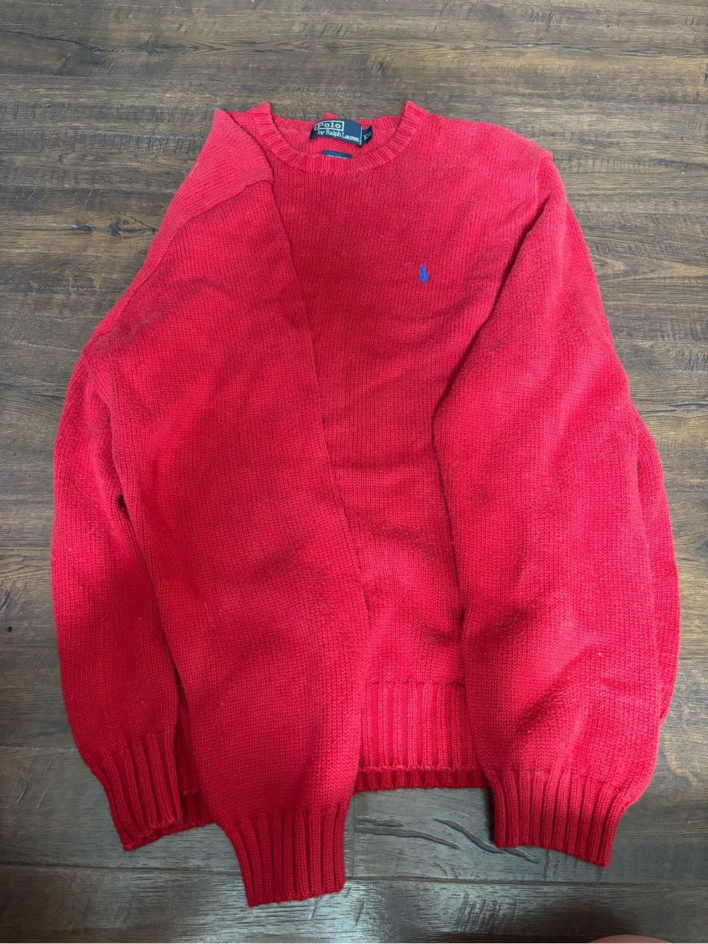 Ralph Lauren Red Crewneck Sweater with Blue Pony